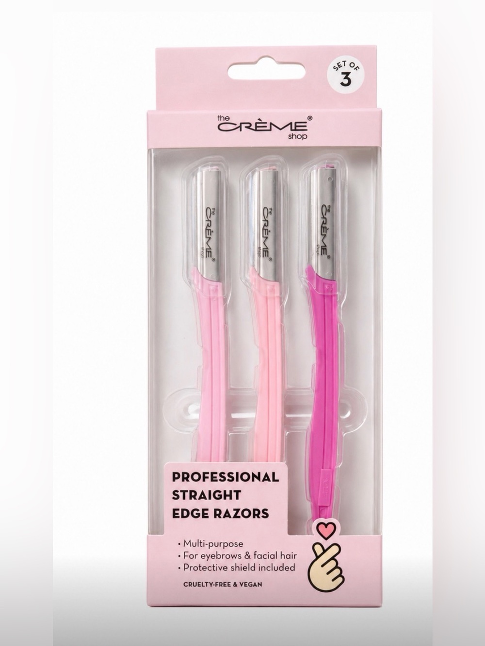 The Crème Shop Pink Professional Straight Edge Razors - 3-Pack